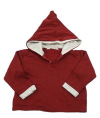 Vínová mikina s kapucňou s brmbolcom H&M