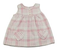 Bielo-ružové kockované fleecové šaty George