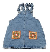 Modré rifľové na traké šaty s volánikmi a vreckami Matalan