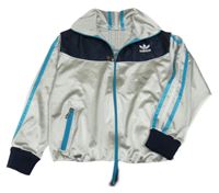 Stříbno-modro-tmavomodrá propínací sportovní mikina Adidas