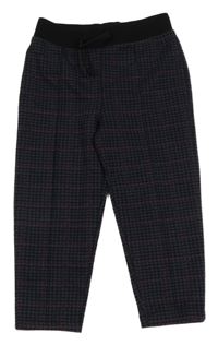 Černo-tmavomodro-červené vzorované teplákové kalhoty River Island