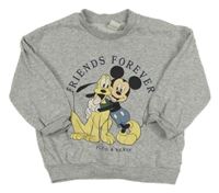Svetlosivá melírovaná mikina s Mickeym a Plutem H&M