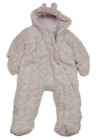 Světlerůžová kožešinová zateplená kombinéza s kapucí Miniclub