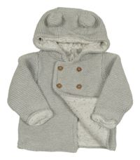 Světlešedý pletený prošitý kabátek s kapucňou M&S