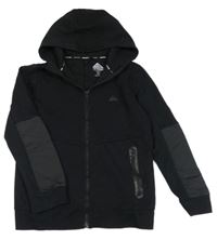 Černá propínací mikina s potiskem a kapucí 