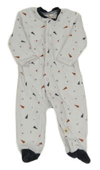 Bielo-farebný vzorovaný zamatový overal Kuniboo