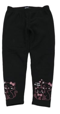 Černé zateplené legíny s kočičkami