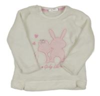 Bielo-ružová plyšová mikina so zvieratkami Ergee