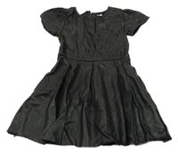 Čierne zateplené koženkové šaty