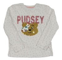 Bielo-ružové bodkovaná é tričko s Pudsleym George