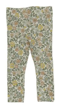 Smetanovo-zeleno-farebné kvetované legíny