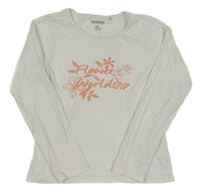 Biele tričko s nápisom a kvetmi Orchestra