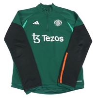 Tmavozeleno-černá sportovní mikina s nápisem Adidas
