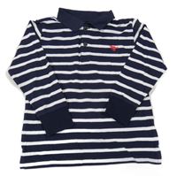 Tmavomodro-biele pruhované polo tričko s dinem Next