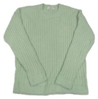 Mintový žebrovaný chlupatý svetr H&M