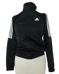 Dámská černá crop sportovní propínací mikina s pruhy Adidas 