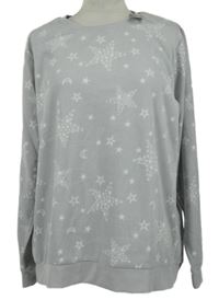 Nové - Dámské šedé hvězdičkované fleecové pyžamové triko Dunnes 