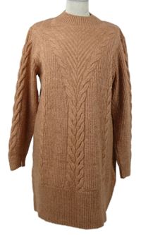 Dámské skořicové vzorované svetrové šaty M&Co