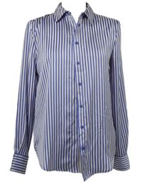 Dámska modro-biela pruhovaná saténová blúzka C&A