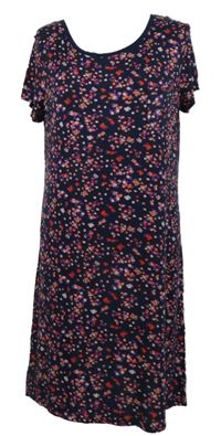 Dámská tmavomodrá kytičkovaná noční košile M&S