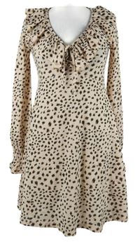 Dámske svetloružová -čierne vzorované šaty s fiží Topshop