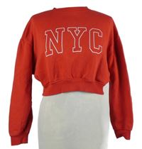 Dámská červená crop mikina s logem Kiabi 