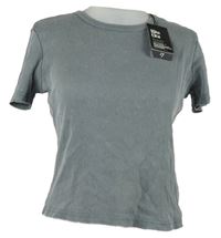 Nové - Dámské šedé žebrované crop tričko Primark 