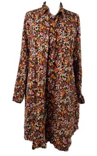 Dámské černo-červeno-růžové kytičkované košilové šaty 