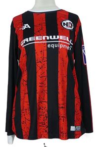 Pánský černo-červený pruhovaný fotbalový dres s číslom