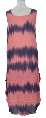 Dámské růžovo-tmavomodré vzorované šaty Made in italy 