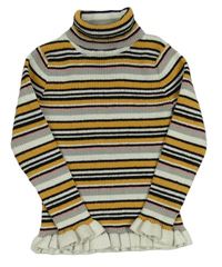 Farebný pruhovaný sveter s rolákom Primark