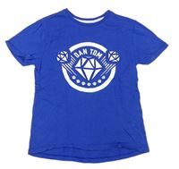 Modro-biele tričko s diamantem Primark
