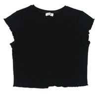 Čierne rebrované crop tričko Kylie