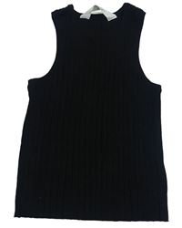 Čierny rebrovaný úpletový crop top H&M