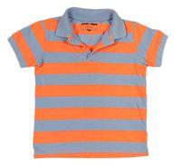 Modro-neonově oranžové pruhované polo tričko Next