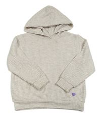 Béžový rebrovaná úpletová mikina s kapucňou H&M