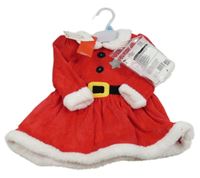 Nové- 2set- červené sametové šaty- Santa Claus+ bílé punčocháče F&F