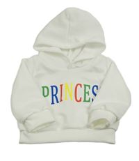 Biela športová mikina s nápisom a kapucňou