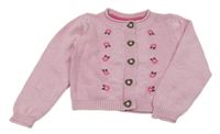 Ružový prepínaci sveter s kvietkami kids