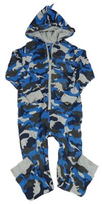 Sivo-modrá army tepláková kombinéza s kapucňou Matalan