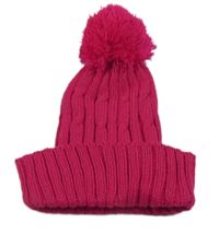 Neonově růžová čepice s bambulí