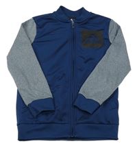 Tmavomodro-melírovaná sportovní propínací mikina s logem Adidas