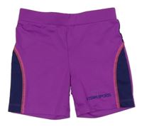 Fialovo-tmavomodré športové elastické kraťasy C&A