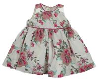 Bielo-ružové kvetované šaty