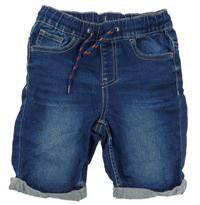 Tmavomodré teplákové riflové elastické kraťasy KIDS