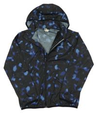 Černo-modrá vzorovaná šusťáková lehká jarní bunda H&M