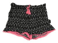 Čierno-bílp-ružové ľahké kraťasy Primark