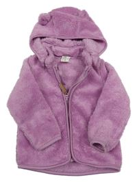 Růžová chlupatá propínací mikina s kapucí H&M