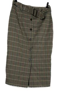 Dámska farebná kockovaná púzdrová sukňa s opaskom Primark