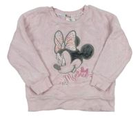 Svetloružová chlpatá mikina s Minnie Disney